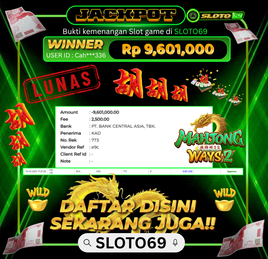 Bukti Transfer Jackpot