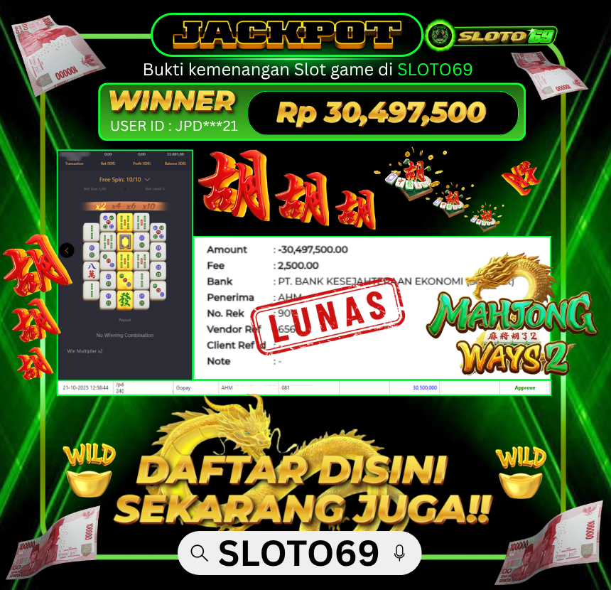Bukti Transfer Jackpot