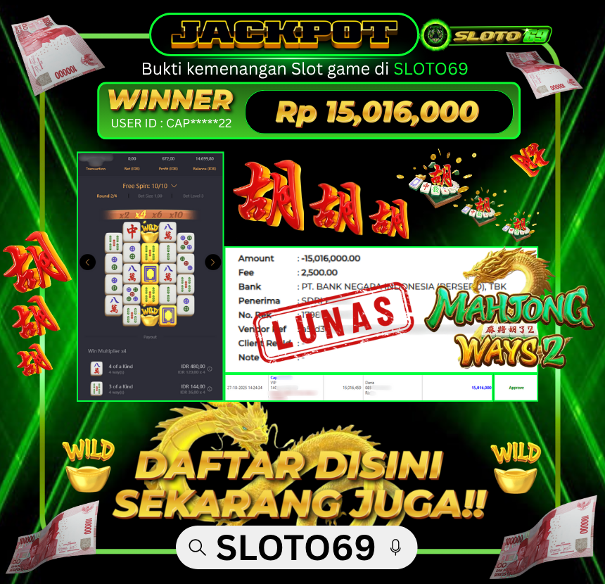 Bukti Transfer Jackpot