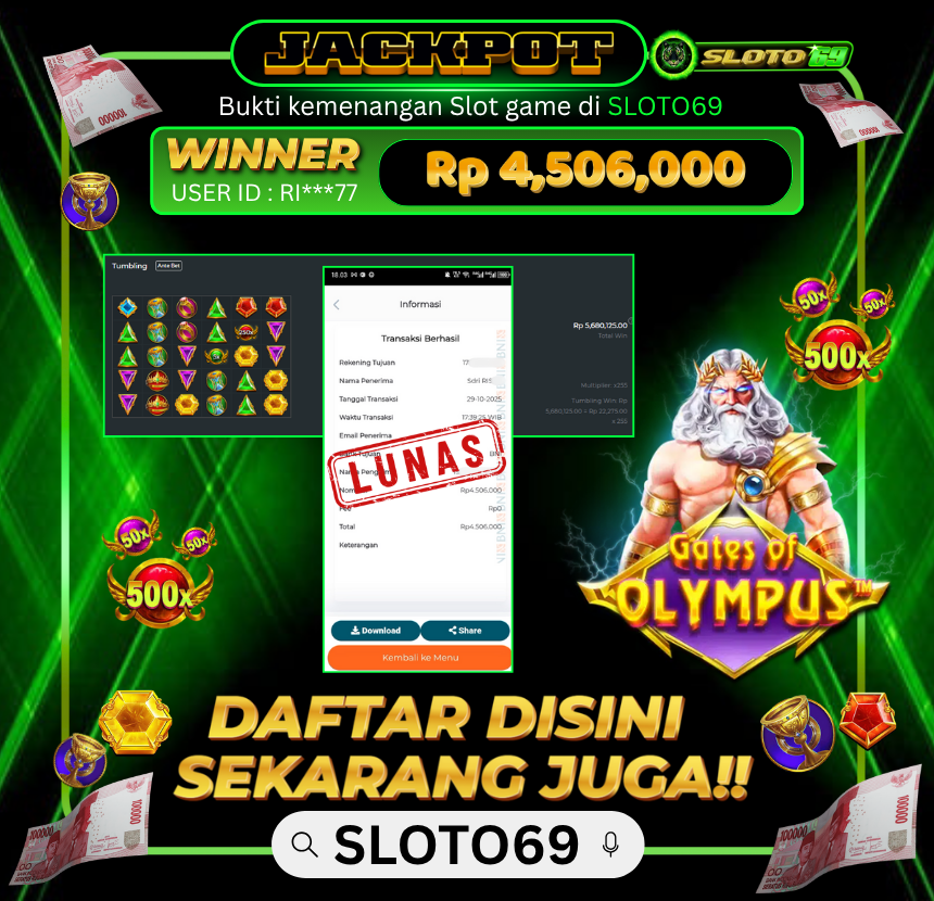 Bukti Transfer Jackpot