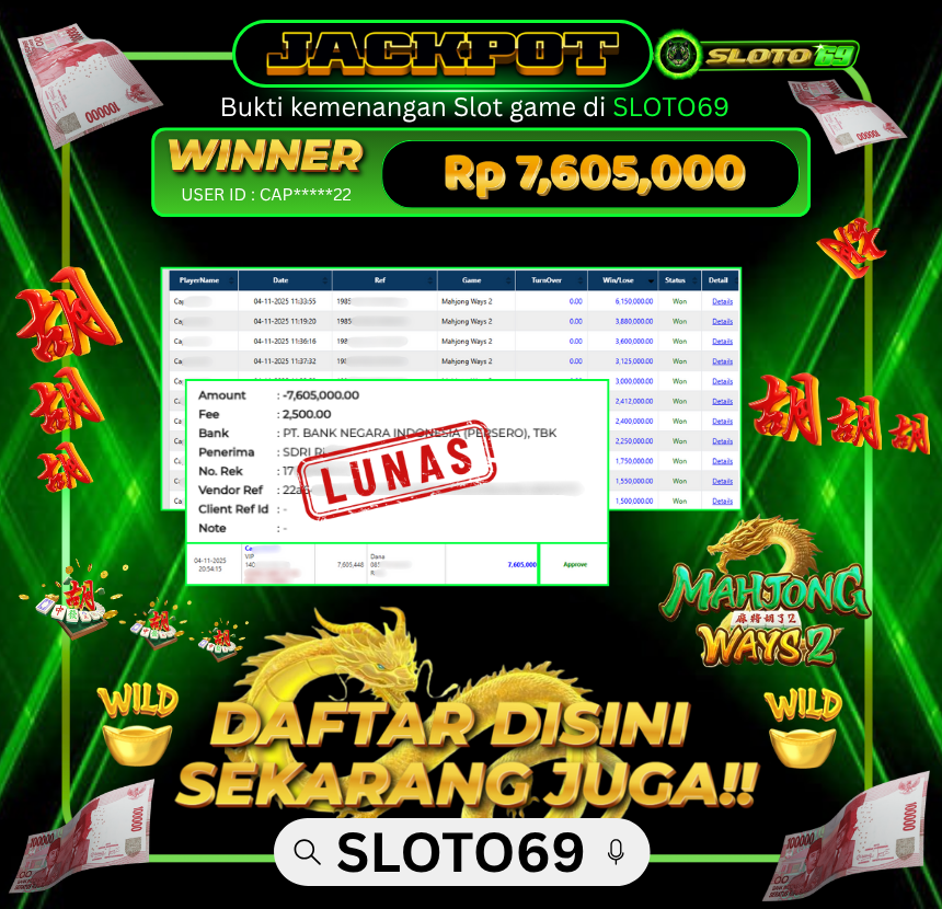 Bukti Transfer Jackpot