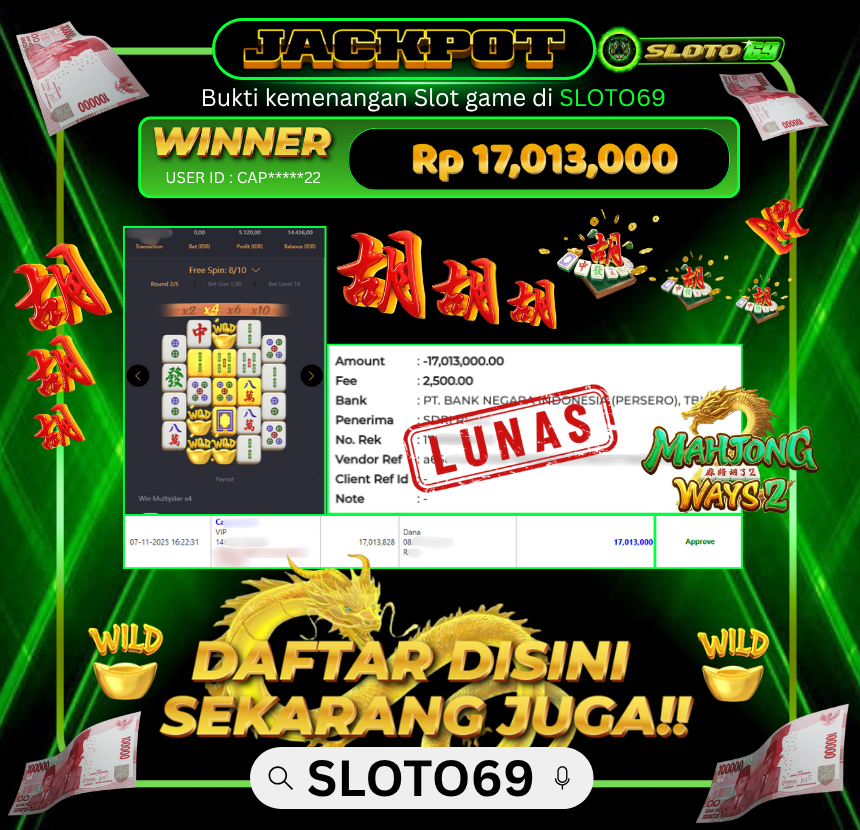 Bukti Transfer Jackpot