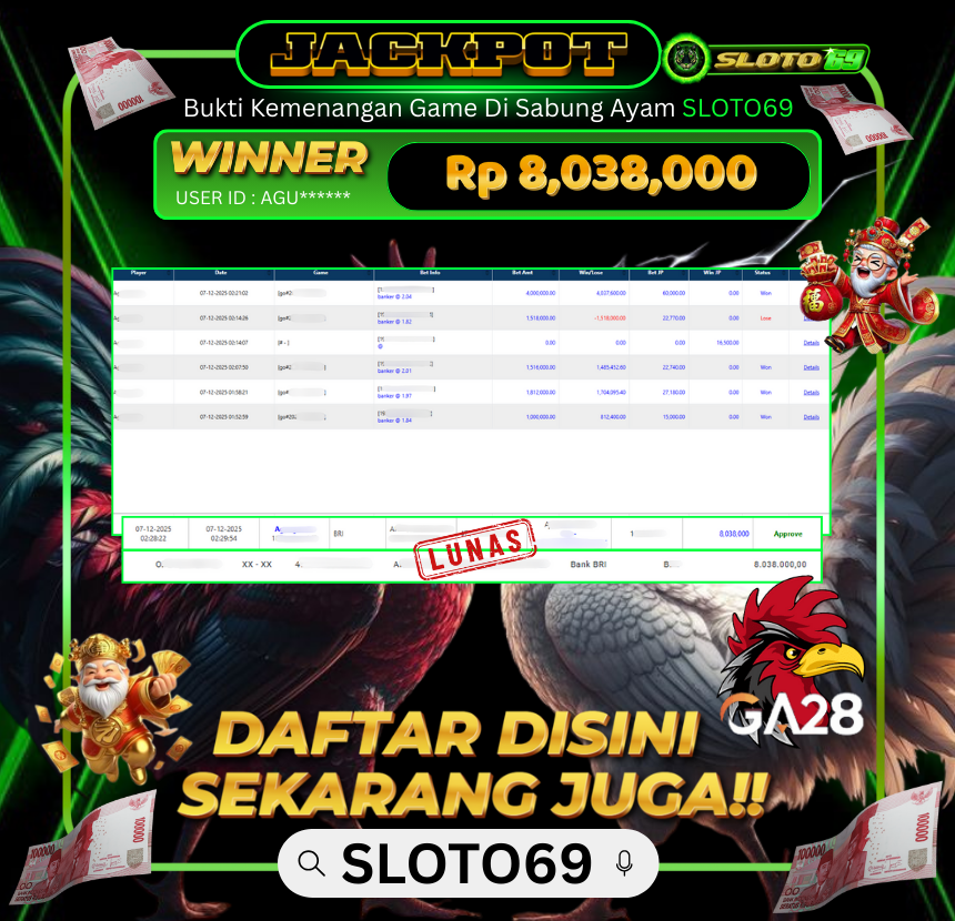 Bukti Transfer Jackpot