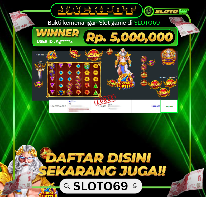 Bukti Jackpot SLOTO69