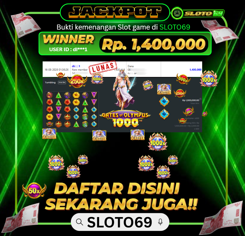 Bukti Jackpot SLOTO69