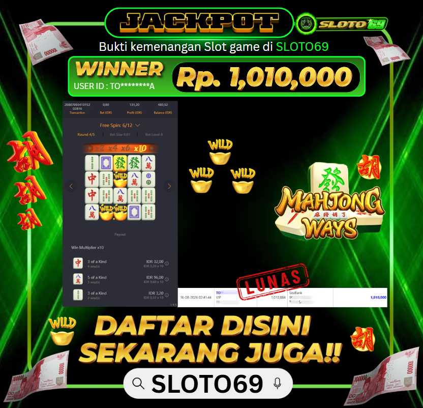 Bukti Jackpot SLOTO69