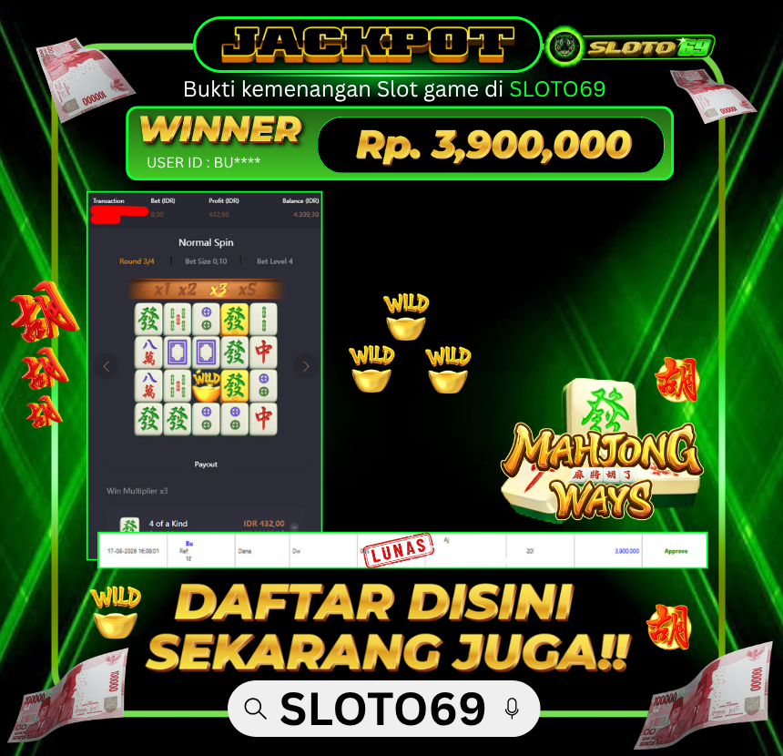 Bukti Jackpot SLOTO69