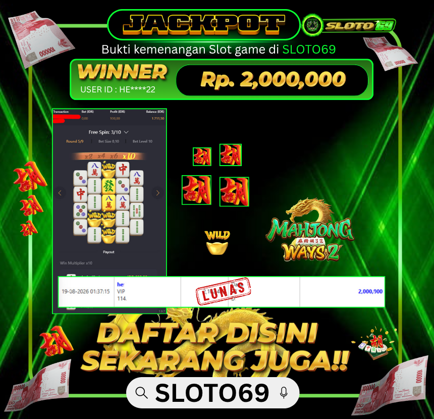 Bukti Jackpot SLOTO69