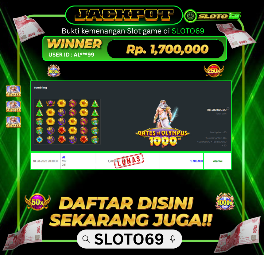 Bukti Jackpot SLOTO69