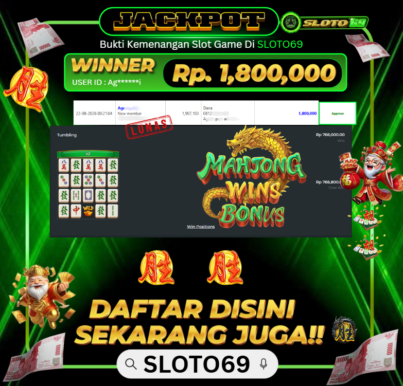 Bukti Jackpot SLOTO69