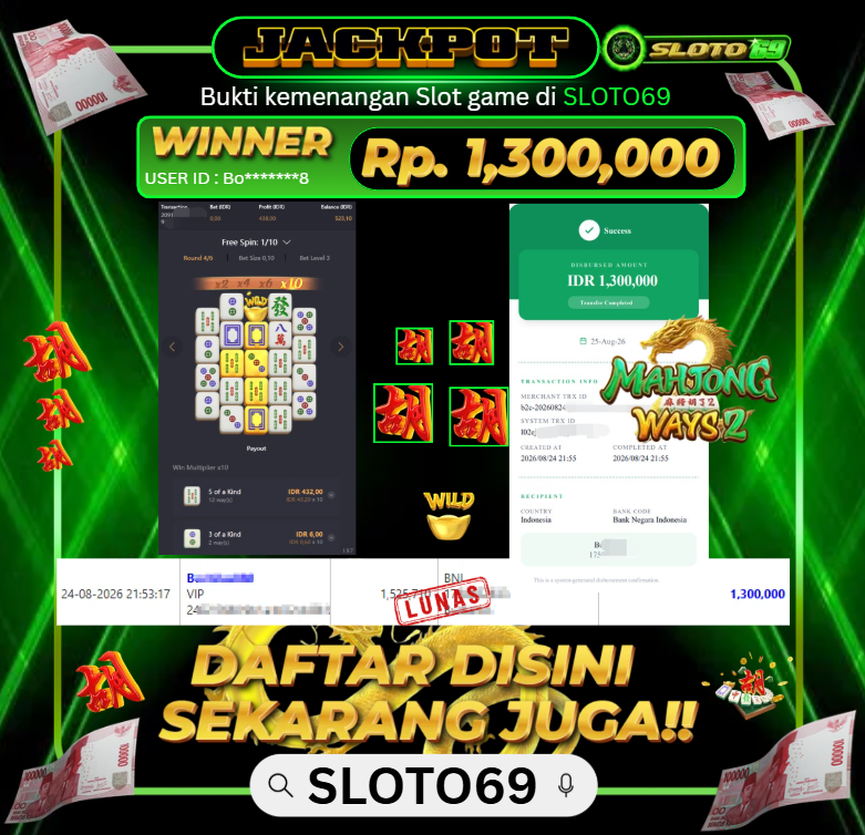 Bukti Jackpot SLOTO69