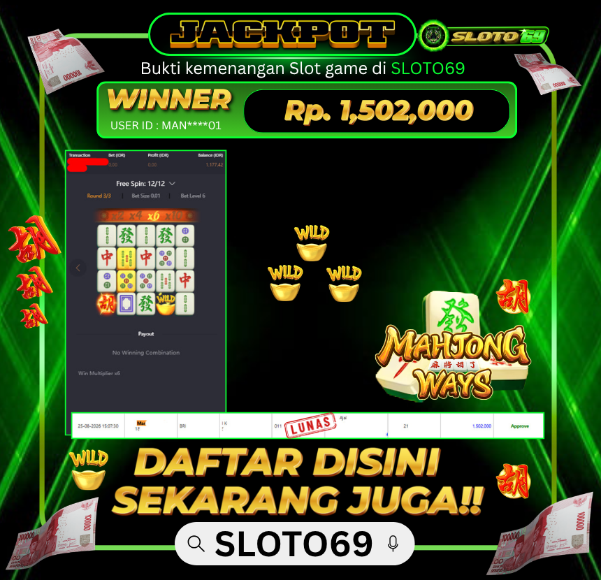 Bukti Jackpot SLOTO69