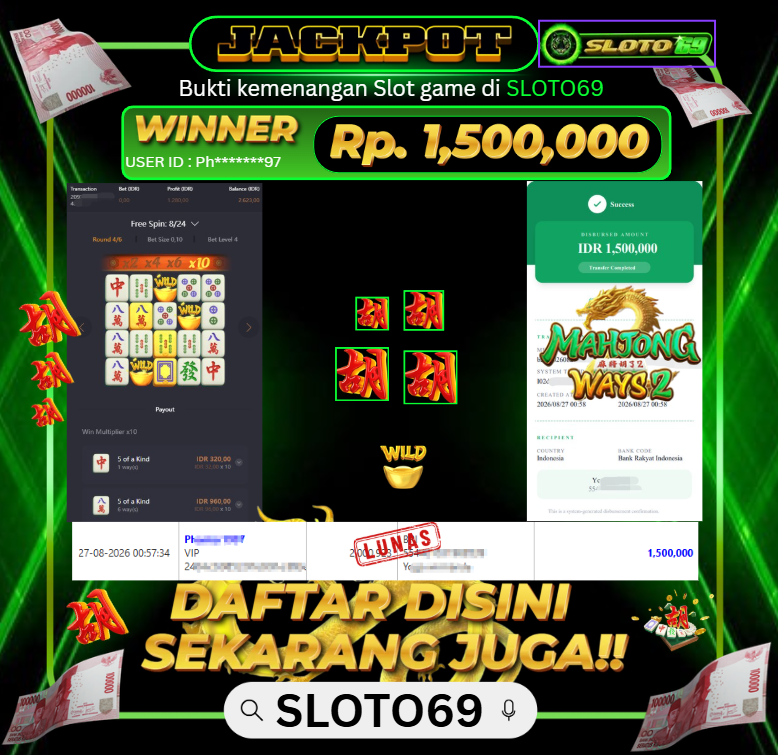 Bukti Jackpot SLOTO69