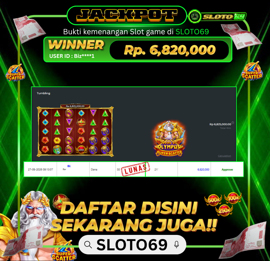 Bukti Jackpot SLOTO69