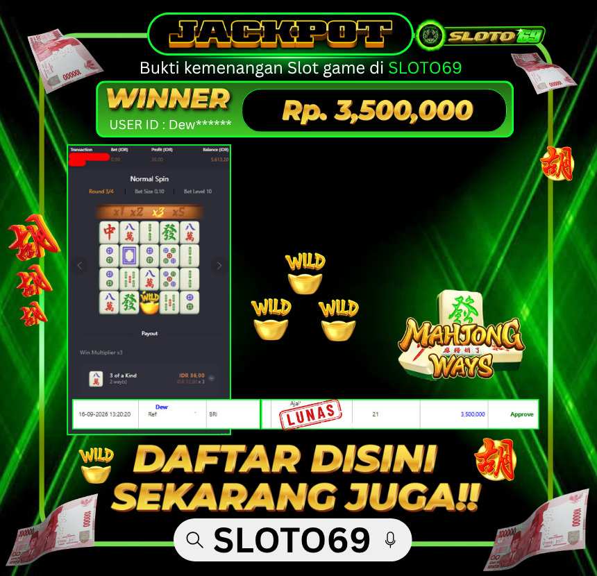 Bukti Jackpot SLOTO69