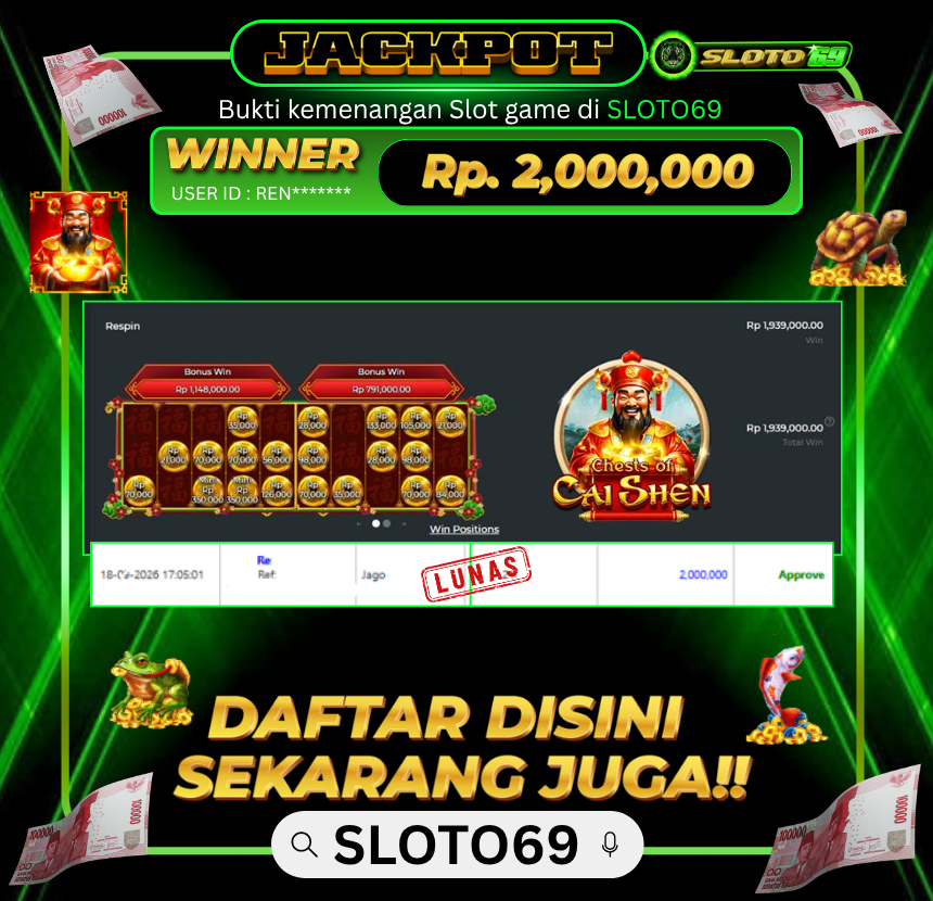 Bukti Jackpot SLOTO69