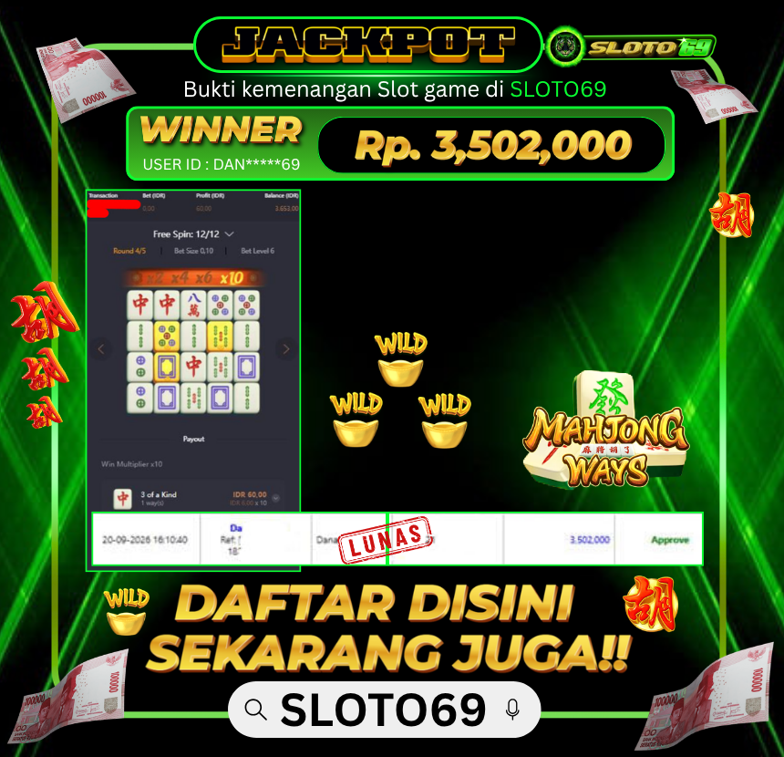 Bukti Jackpot SLOTO69