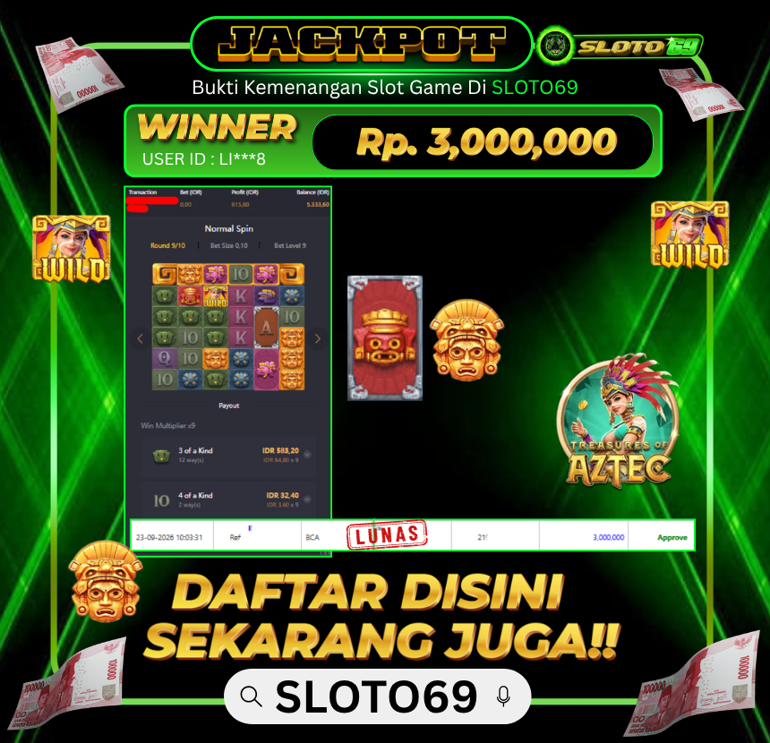 Bukti Jackpot SLOTO69