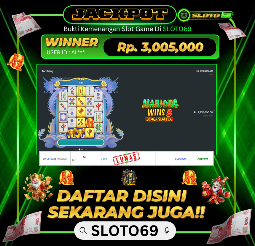 Bukti Jackpot SLOTO69