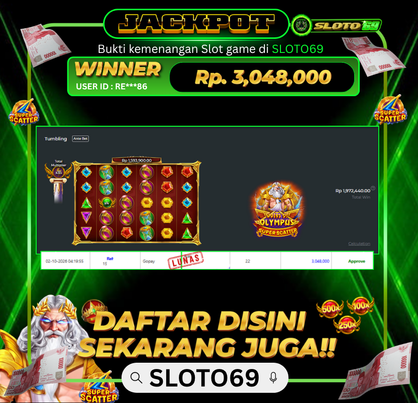 Bukti Jackpot SLOTO69